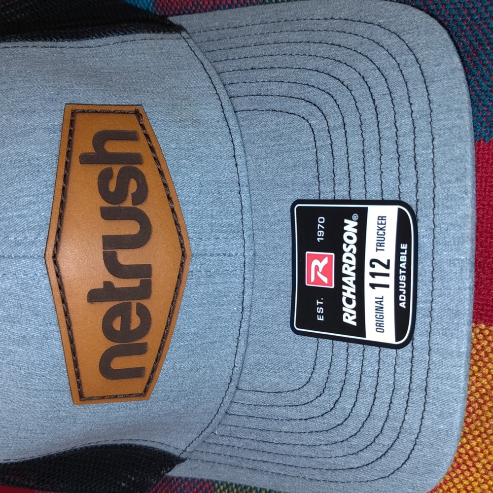 Netrush Leather Patch Trucker Mesh Snapback Hat C… - image 2